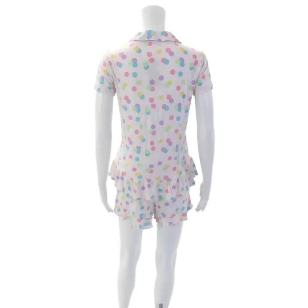Emerson Road Womens Polka Dot Sleep Shirt Pajama Set Pink Combo Size XS